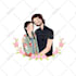 draw a cute couple illustration for gift or profile pictures