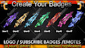 design bulk twitch, kick, discord emotes, sub badges, bit badges for streamers