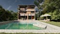 do high quality photorealistic exterior render architecture building