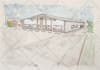 hand draw architectural with watercolor handmade