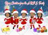 create a christmas caricature, holiday card, winter cartoon