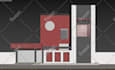 3d visualization of the facade, exterior, or front elevation