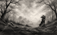 draw unique digital charcoal sketch and illustration