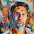 make a digital abstract art portrait, scene , book cover