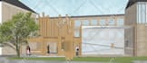 render 3d architectural visualization with collage style