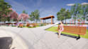design and 3d render community park, garden, landscape