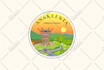 create vintage badge in monoline style unique logo design