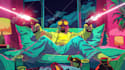 create vaporwave, synthwave, style portrait within 24 hour