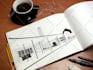 draw line art, line drawings of buildings, and product illustrations