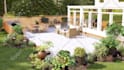 design landscape, terrace, backyard, pool, and patio