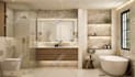 modern bathroom interior design and realistic 3d rendering