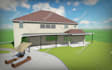 3d landscape, backyard, patio, pool, frontyard garden