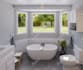 design a modern and  realistic 3d bathroom interior