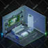 design a realistic 3d isometric gaming and streaming room