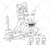 draw clean black and white line art illustration