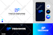 design a modern futuristic tech logo for startups and digital brands