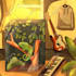 create your idea in aesthetic lofi style illustration