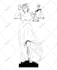 draw black and white funny cartoon line art
