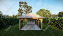 3d landscape gazebo,pergola,deck,patio,firepit,seating area,garden,cabana,porch
