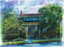draw landscape drawing with watercolor painting illustration