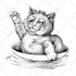 draw black and white art of cute animal imagination