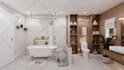 create realistic 3d bathroom interior design and rendering