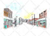 create a hand drawn building illustration