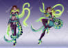 design anime or semi realism character, creature, create a concept sheet