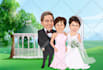 create a christmas caricature, holiday card, winter cartoon
