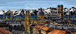 illustrate city scenes in comic style