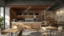 interior design of commercial office, restaurant, hotel, architectural 3d render