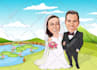 create a christmas caricature, holiday card, winter cartoon