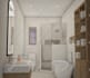 do interior kitchen and bathroom 2d drawing and 3d render