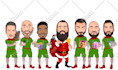 create a christmas caricature, holiday card, winter cartoon
