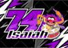 create racing number design with the mascot