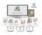 design product, course bundle mockup and screen display ads