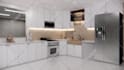 do realistic 3d interior design for bedroom, kitchen, living, and bathroom