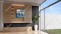 design custom modern TV wall with realistic 3d render