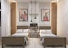 do interior design of living room, kitchen, and bathroom with 3d rendering