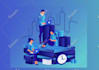 design a colorful flat and isometric illustration