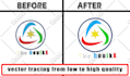 convert vector tracing, redraw, vectorise, trace of logo manually