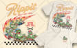 draw vintage retro illustration design t shirt and clothing