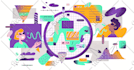 create a high end, premium illustration, for tech brand, startup or family