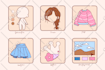 create custom hand drawn icons set illustration
