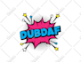 create unique pop art logo, 80s, 90s, words art, comic text style