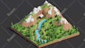 create you a 3d map or scene in low poly style