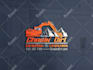 do real estate, construction, excavation, crane, bulldozer and trucking logo