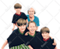 draw a family or a group into vector cartoon portrait