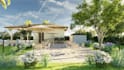 design landscape, backyard, pergola, patio with realistic rendering
