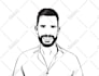 a minimalist black and white line art portrait